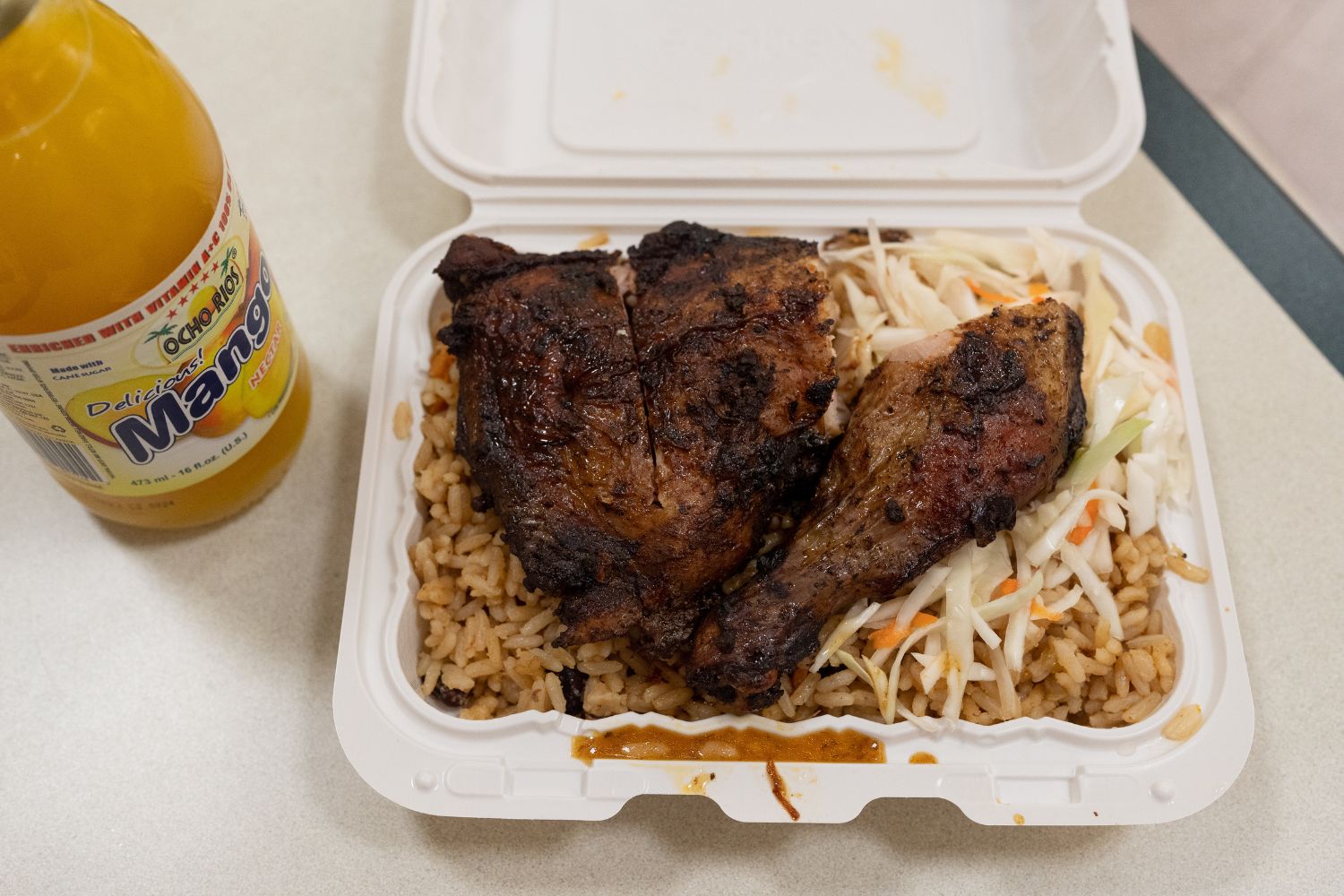 The jerk chicken, Anantram says, is their number one seller. 