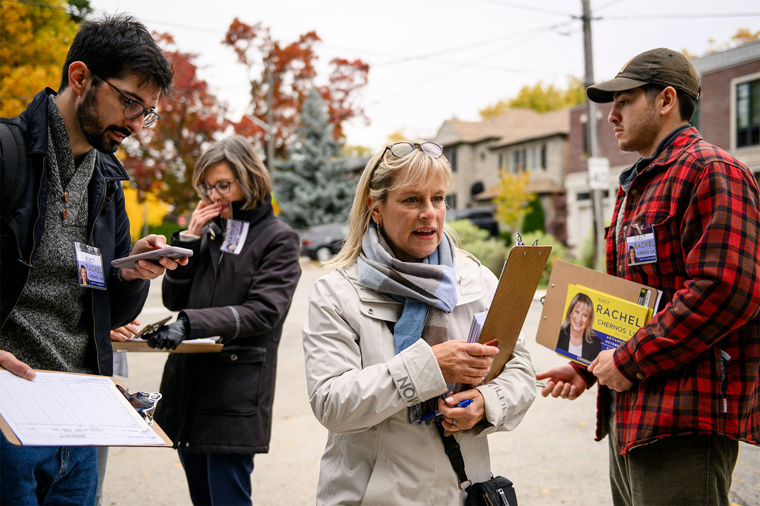 Rachel Chernos Lin canvassing in Don Valley West in late October.