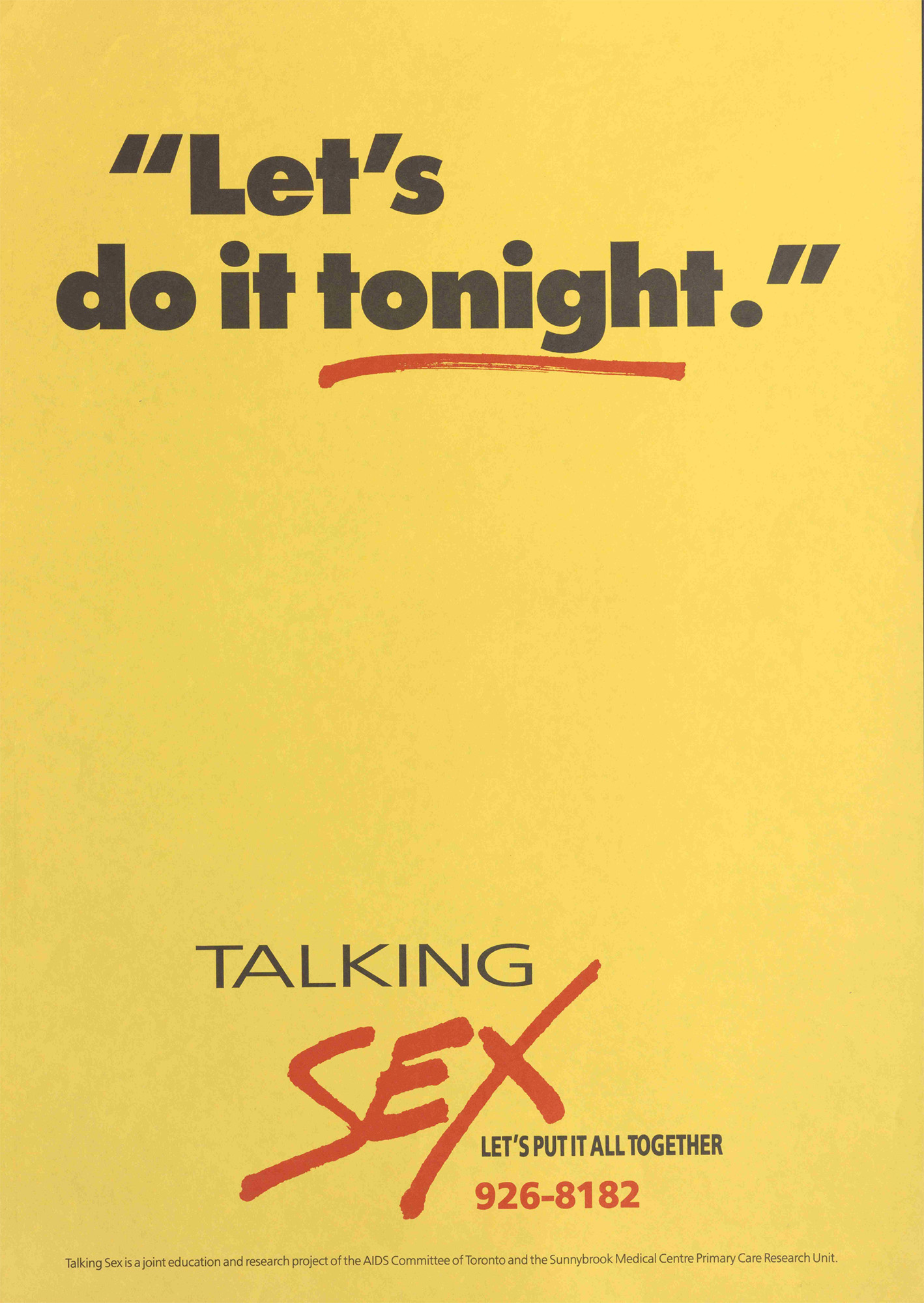 AIDS Committee of Toronto 1986 poster, courtesy of The ArQuives: Canada's LGBTQ2+ Archives.