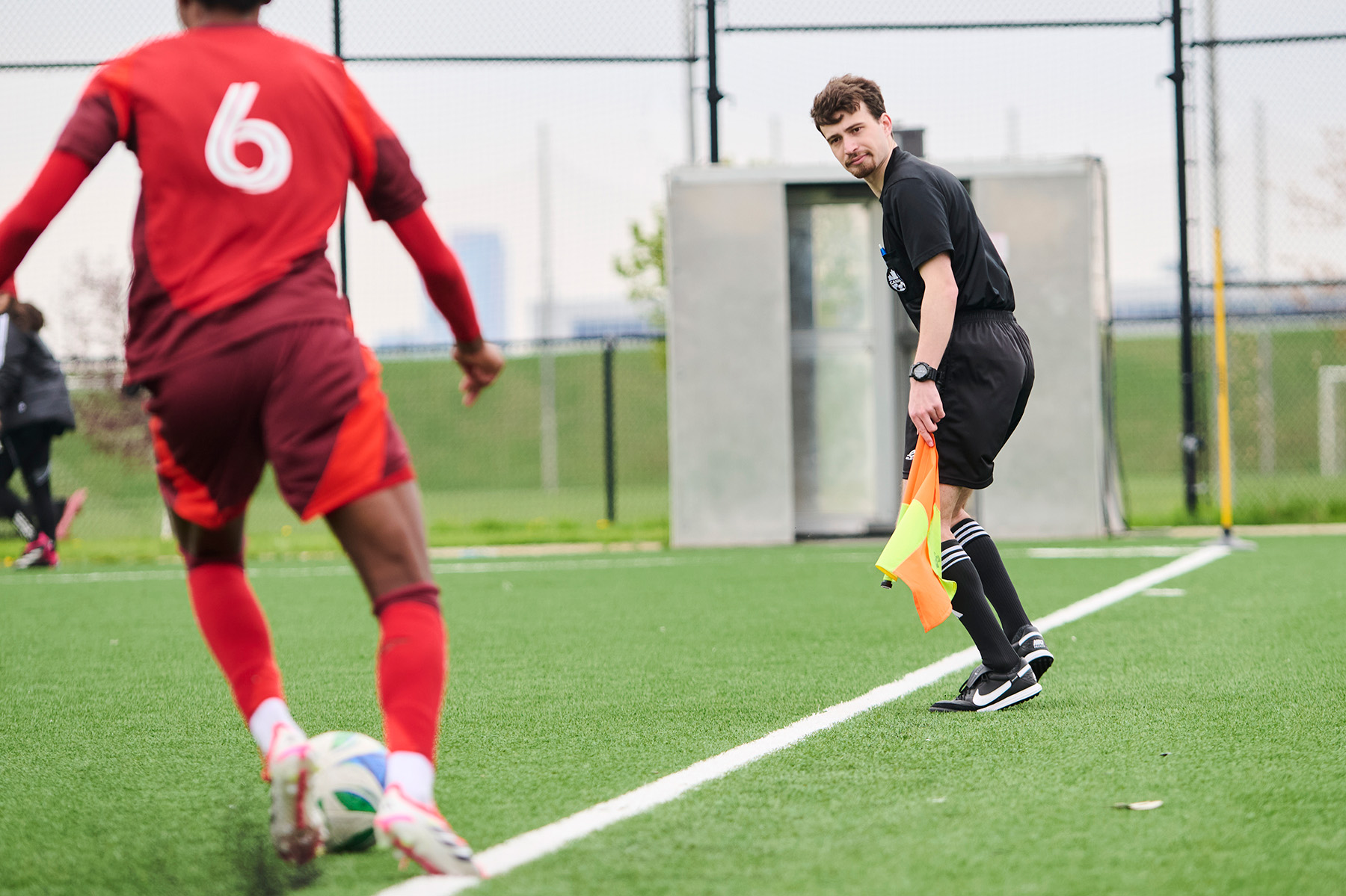 Linesman Ben Kivenko watches a player closely during a game between Toronto FC and New York Red Bulls academy teams at Downsview Park in May.