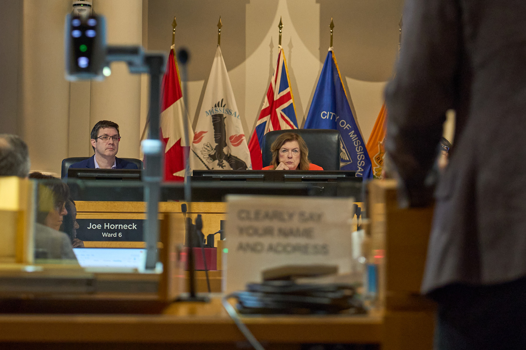 Mississauga Mayor Carolyn Parrish listens to a deputation regarding a proposed data centre.